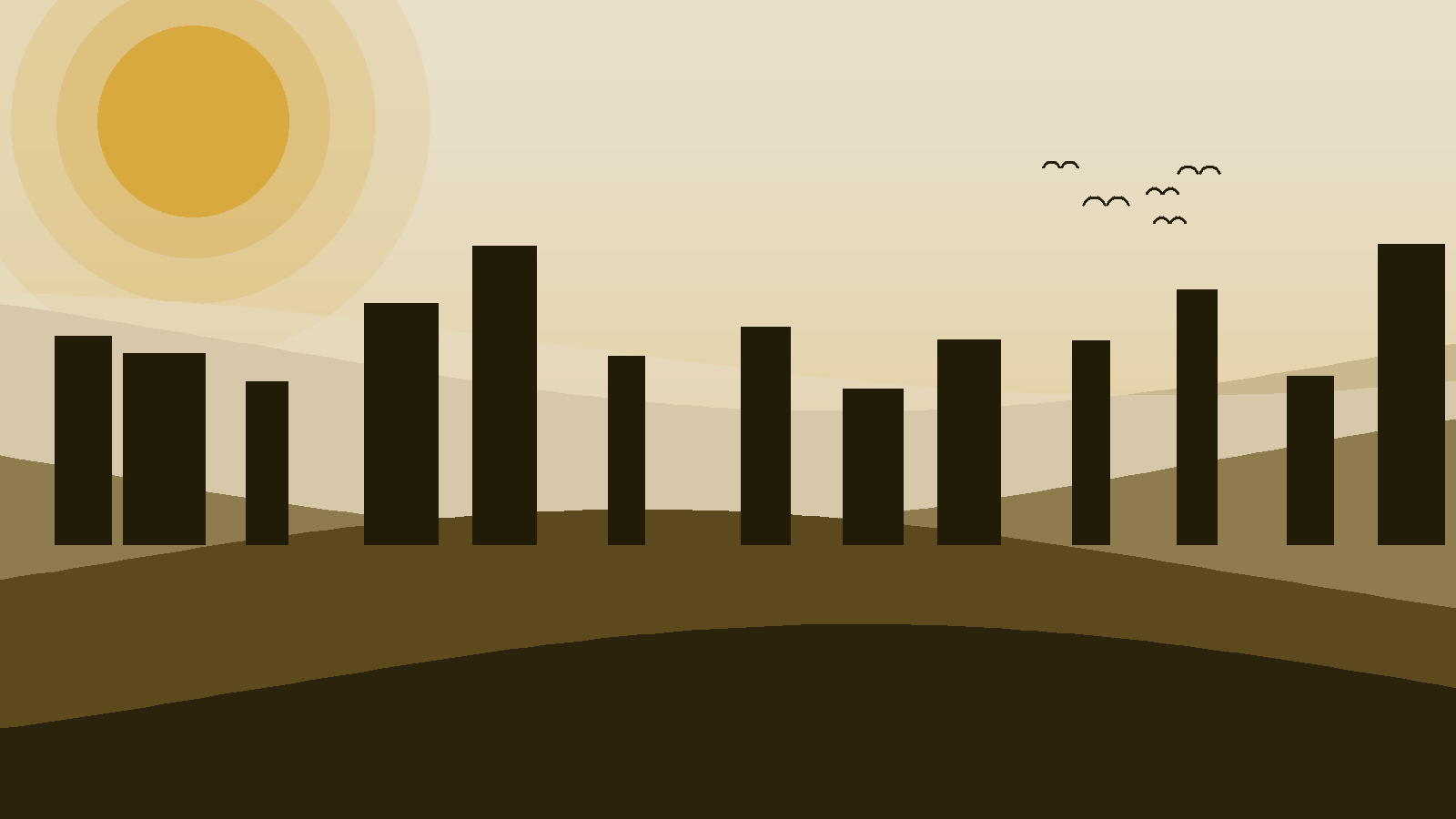 Illustrated landscape representing Dougga