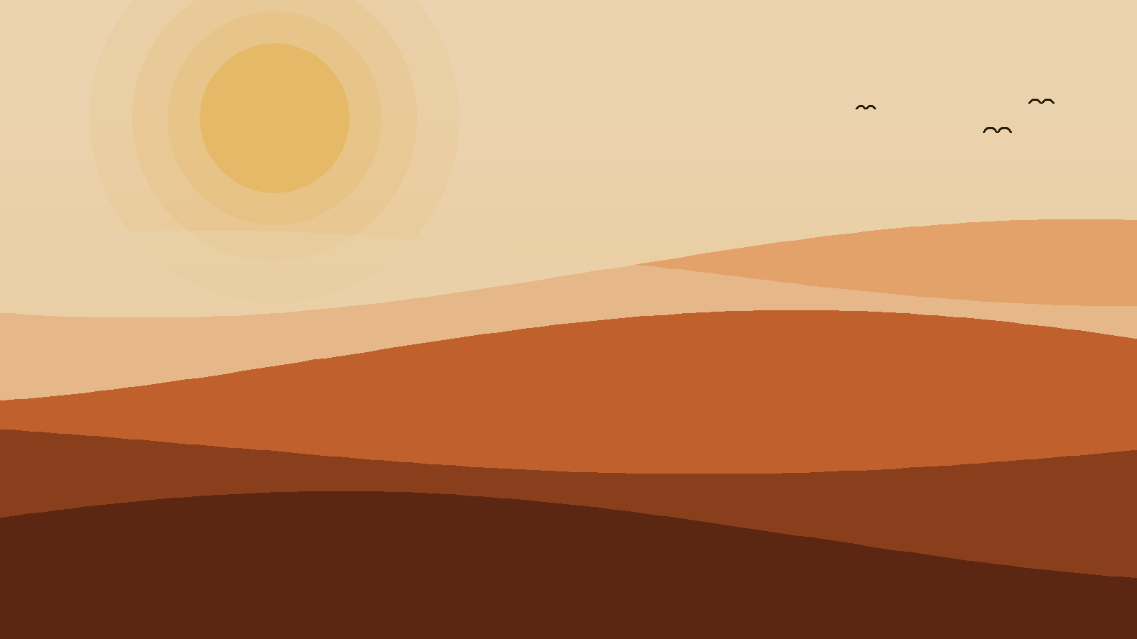 Illustrated landscape representing Douz & the Sahara