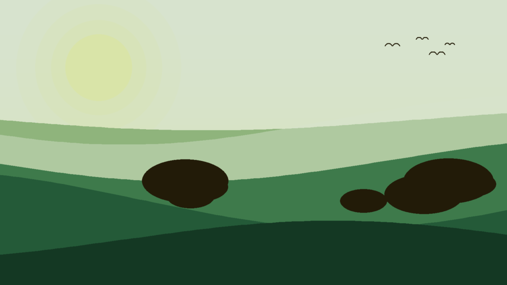 Illustrated landscape representing Our story