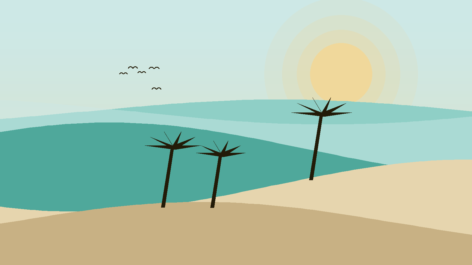 Illustrated landscape representing Seychelles