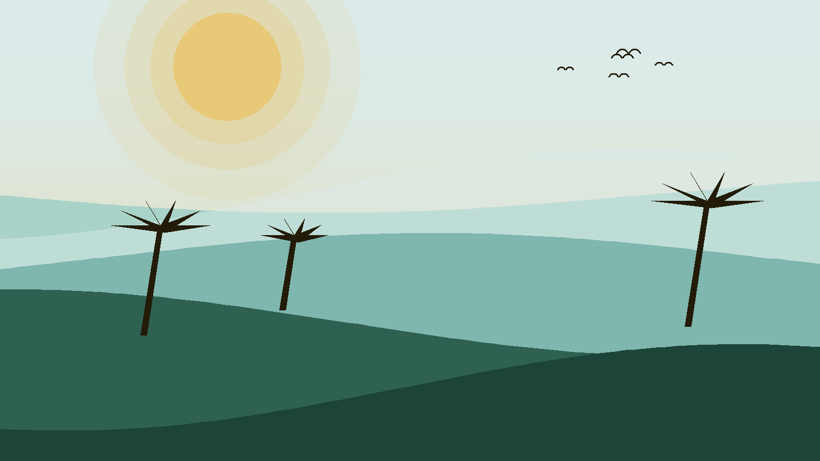 Illustrated landscape representing Tofo and Inhambane