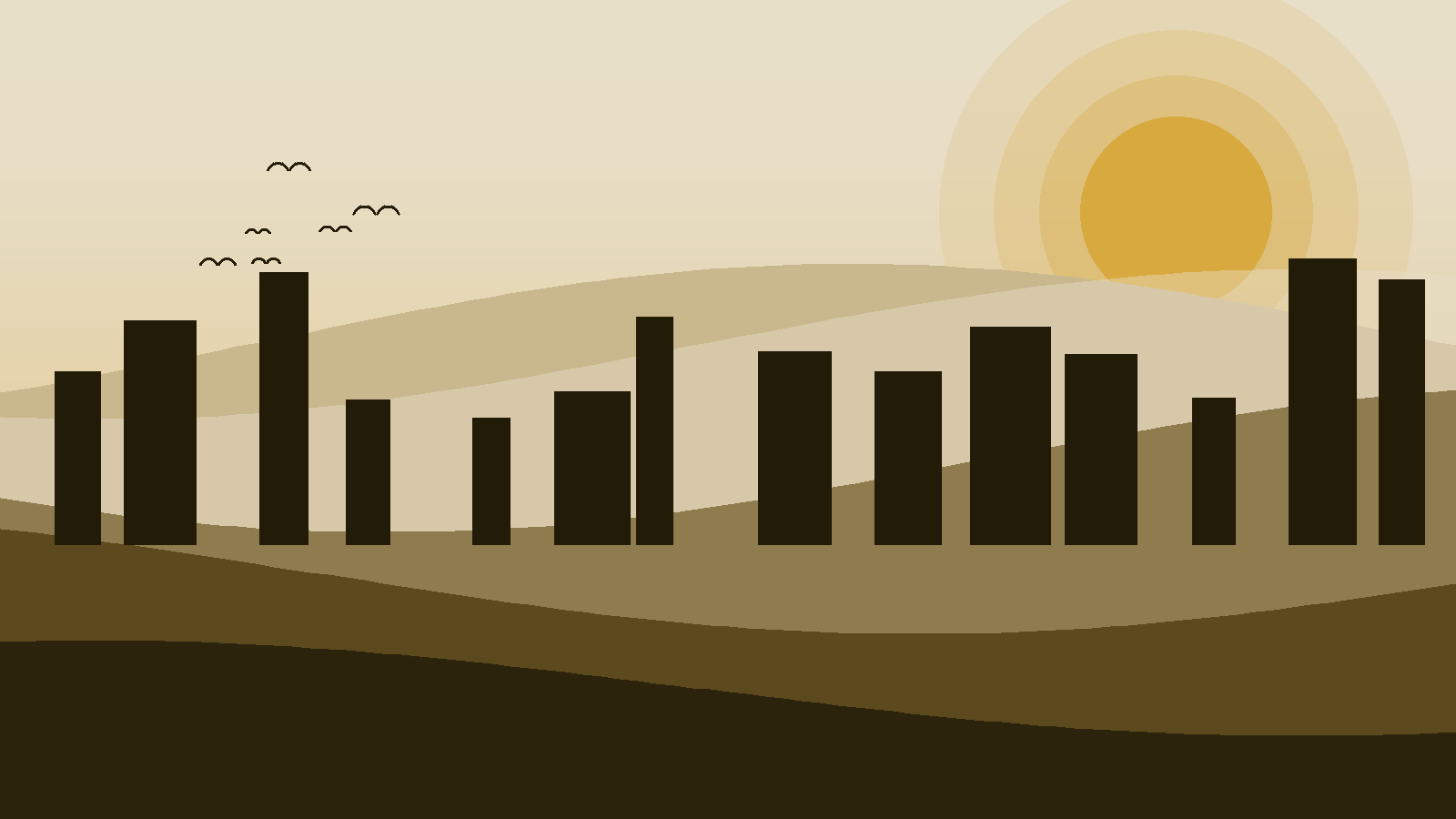 Illustrated landscape representing Tunis & Carthage