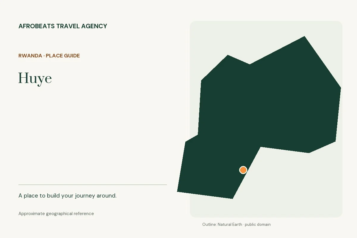 Map showing the approximate geographical reference for Huye in Rwanda