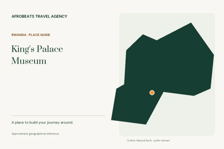 Map showing the approximate geographical reference for King's Palace Museum in Rwanda