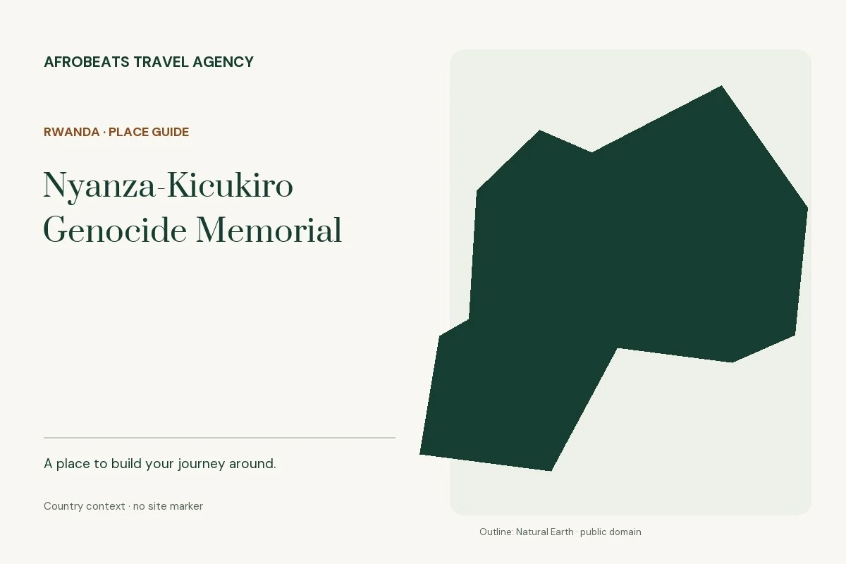 Country context map of Rwanda for the Nyanza-Kicukiro Genocide Memorial guide; no site marker