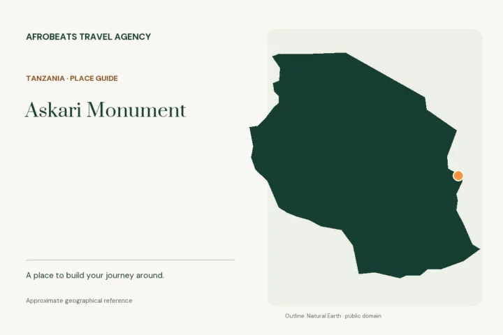 Map showing the approximate geographical reference for Askari Monument in Tanzania