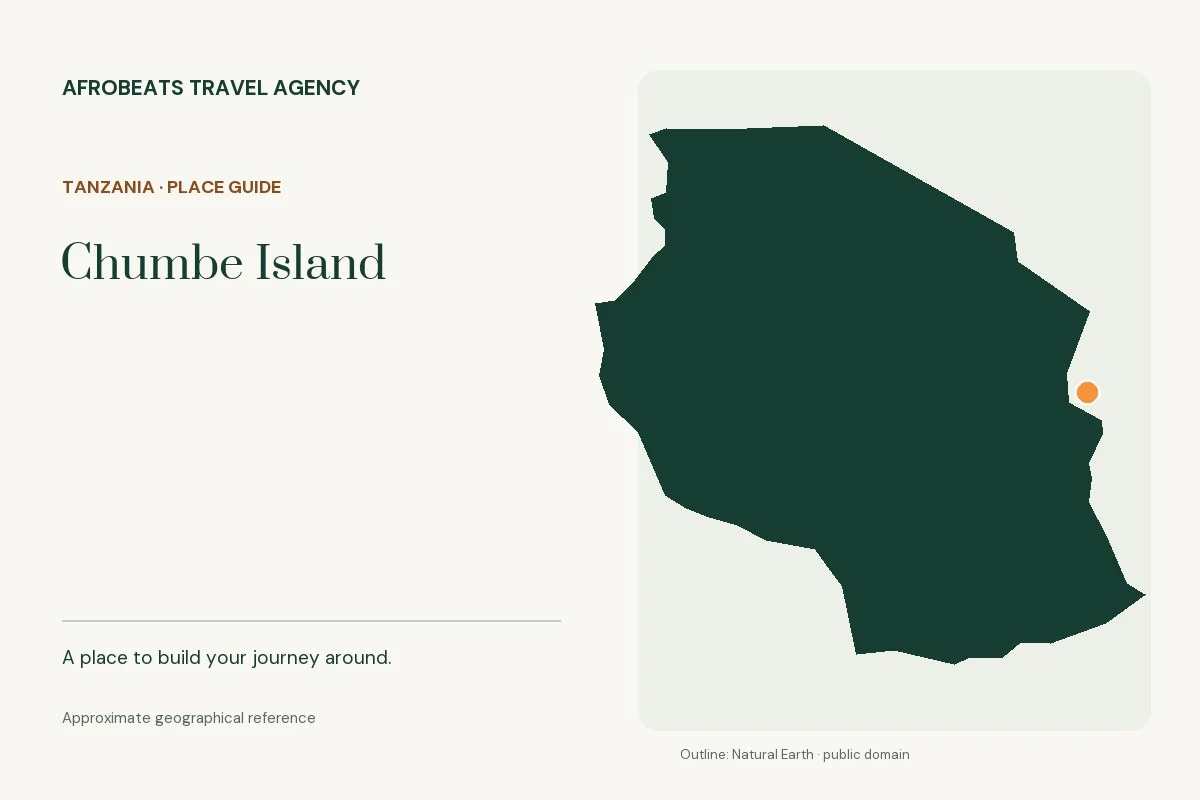 Map showing the approximate geographical reference for Chumbe Island in Tanzania
