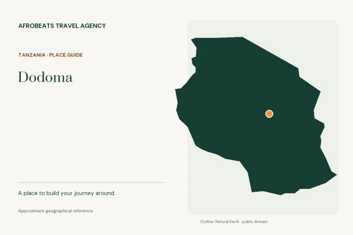 Map showing the approximate geographical reference for Dodoma in Tanzania