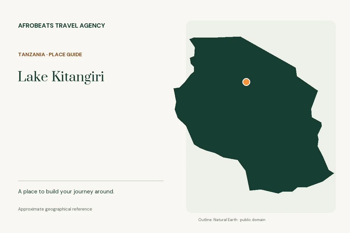 Map showing the approximate geographical reference for Lake Kitangiri in Tanzania