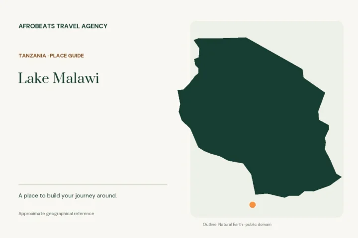Map showing the approximate geographical reference for Lake Malawi in Tanzania