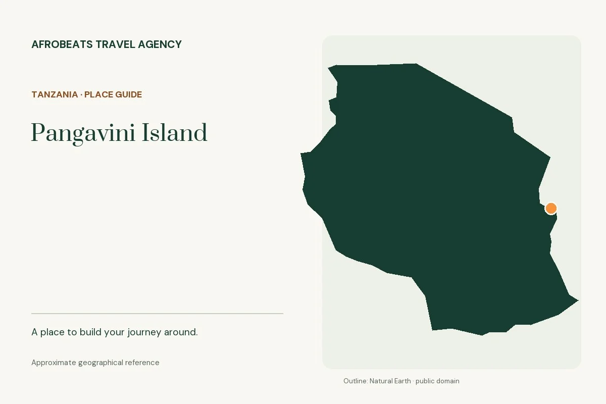 Map showing the approximate geographical reference for Pangavini Island in Tanzania