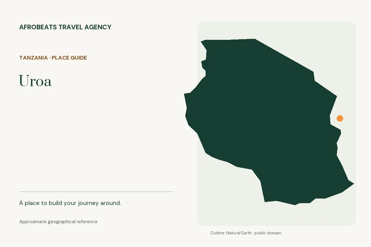 Map showing the approximate geographical reference for Uroa in Tanzania