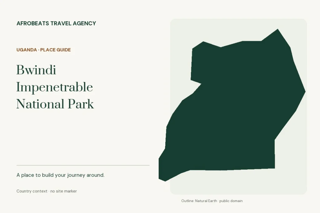 Country context map of Uganda for the Bwindi Impenetrable National Park guide; no site marker
