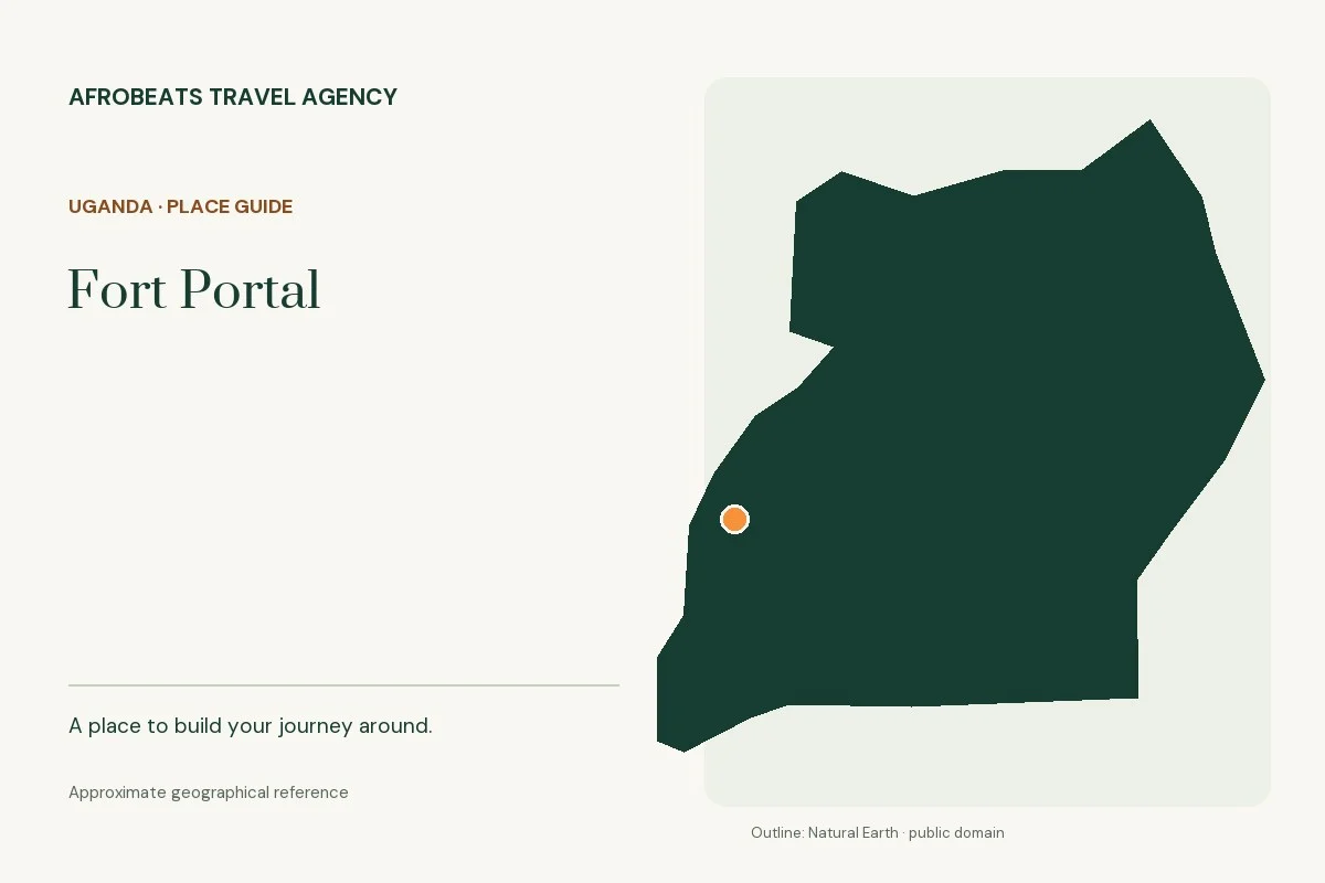 Map showing the approximate geographical reference for Fort Portal in Uganda