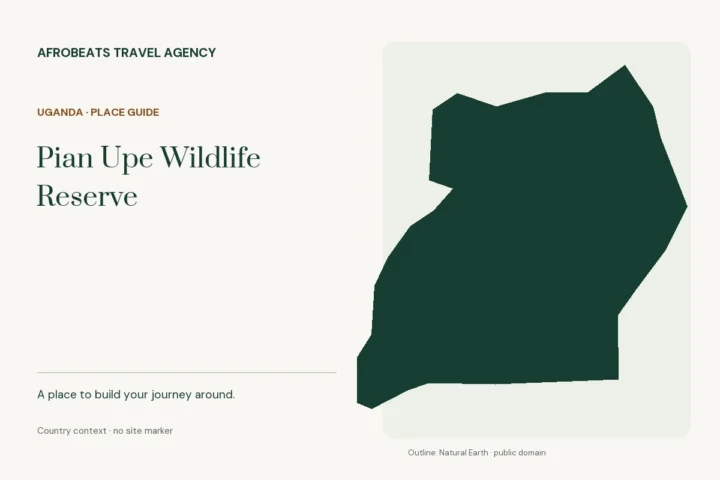 Country context map of Uganda for the Pian Upe Wildlife Reserve guide; no site marker