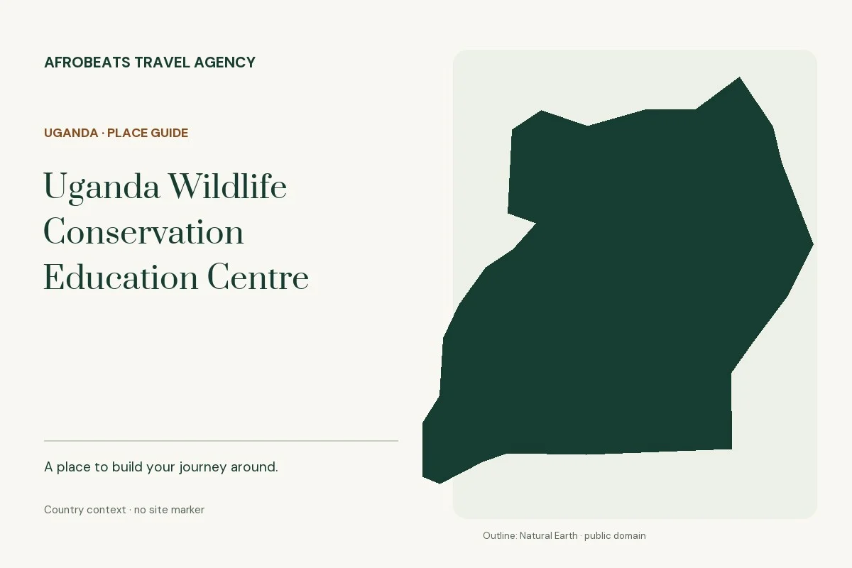 Country context map of Uganda for the Uganda Wildlife Conservation Education Centre guide; no site marker